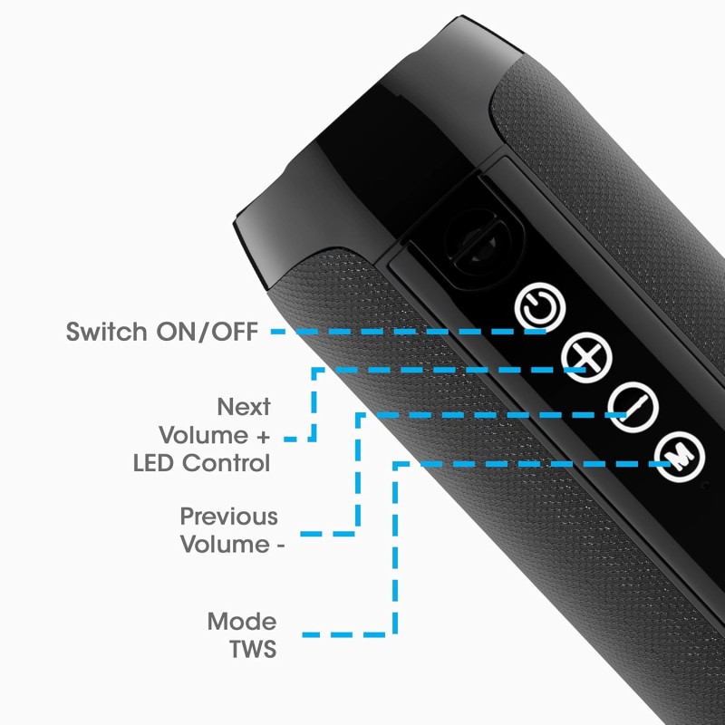 ZEBRONICS Zeb-Action Wireless 10W Portable Speaker, Supporting Bluetooth v5.1, TWS, RGB Lights, Fabric Finish, AUX/USB/FM/mSD (Black)