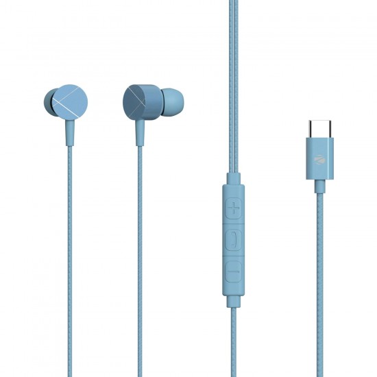 ZEBRONICS Zeb Buds C2 in Ear Type C Wired Earphones with Mic (Blue)