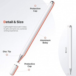 Dyazo Aluminium Fine Point Stylus Pen with Spare Disk for Touch Screens Devices (White)