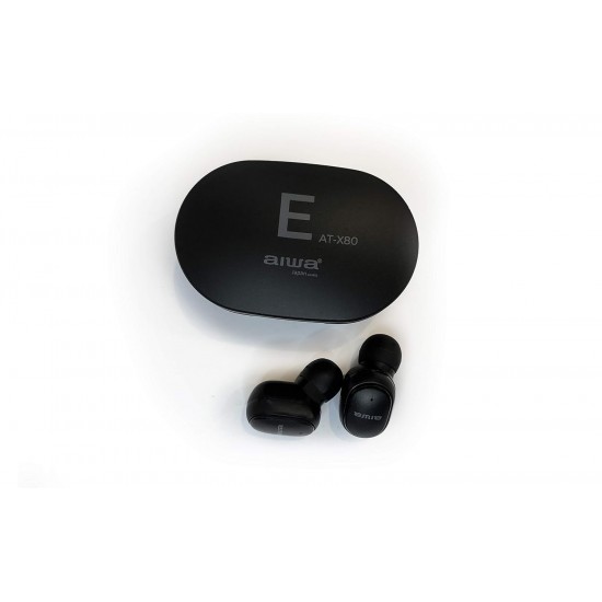 Aiwa AT-X80E Bluetooth Truly Wireless in Ear Earbuds with Mic (Black)