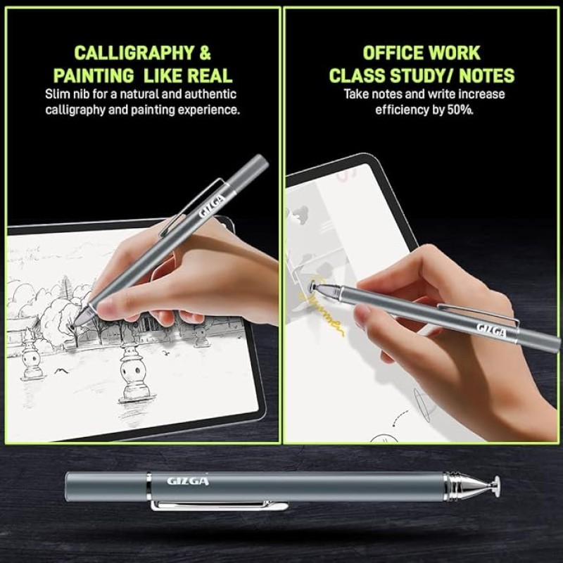Gizga Essentials Capacitive Stylus Digital Smart Pen| Metallic Grey Gizga Essentials Capacitive Stylus Digital Smart Pen| Metallic Grey