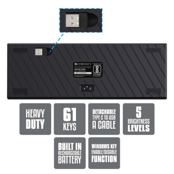 Zebronics ZEB-MAX NINJA 61 keys wireless mechanical keyboard - (Black)