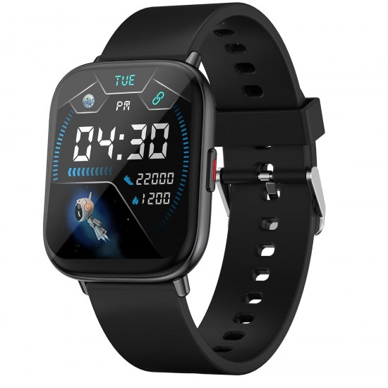 Zebronics Zeb-FIT5220CH Smart Fitness Watch, 2.5D Curved Glass 4.4cm Large Square Display - (Black)