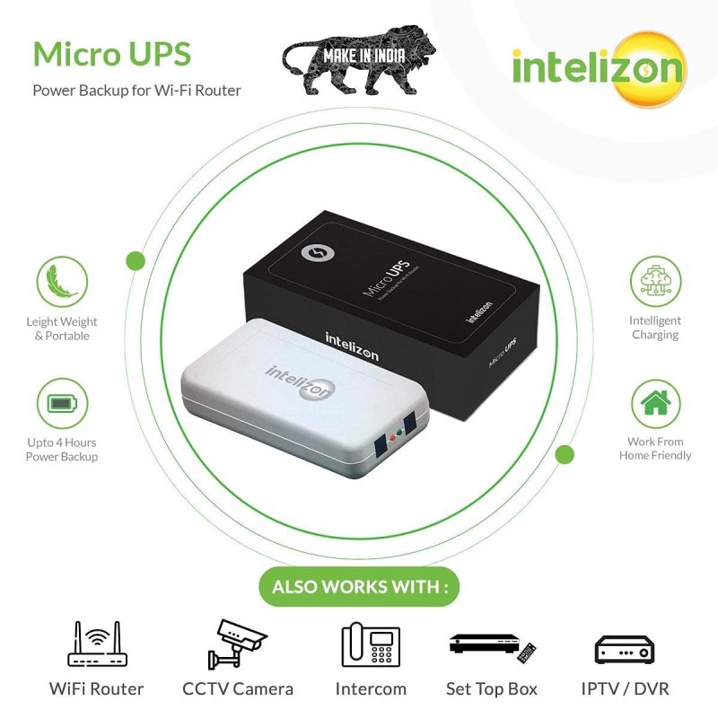 intelizon Intelizon MicroUps, 12V UPS for Router, Setup Box, WiFi CCTV, Baby Monitor - white intelizon Intelizon MicroUps, 12V UPS for Router, Setup Box, WiFi CCTV, Baby Monitor - white