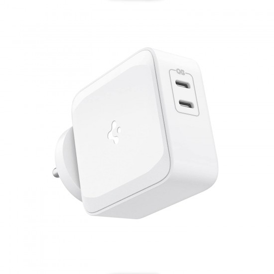 Spigen PE2007 70W GaN Dual Port Fast iPhone Wall Charger- White