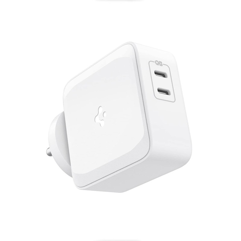 Spigen PE2007 70W GaN Dual Port Fast iPhone Wall Charger- White Spigen PE2007 70W GaN Dual Port Fast iPhone Wall Charger- White