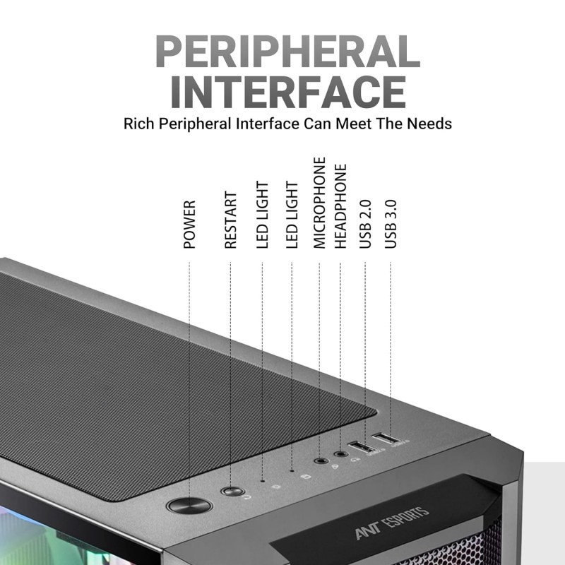 Ant Esports ICE-311MT Mid-Tower ATX Computer Case I Gaming Cabinet Rear Fan Pre-Installed Ant Esports ICE-311MT Mid-Tower ATX Computer Case I Gaming Cabinet Rear Fan Pre-Installed