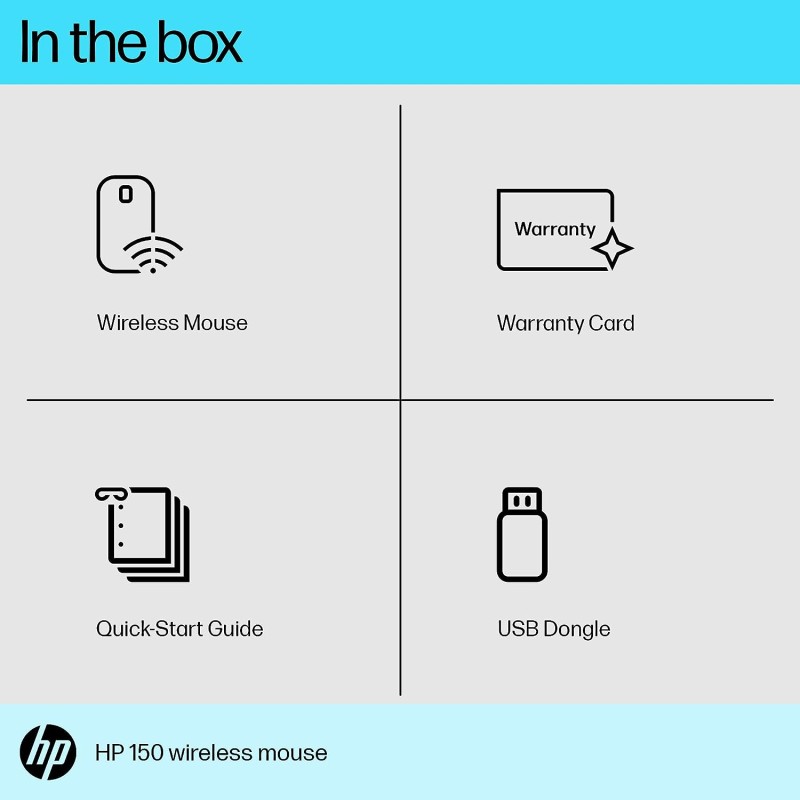 HP 150 Wireless Mouse,1600 DPI, 10 m Range HP 150 Wireless Mouse,1600 DPI, 10 m Range