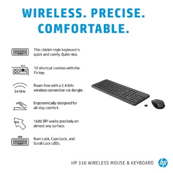 HP 330 Wireless Black Keyboard and Mouse Set - Black