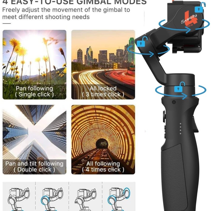 Hohem iSteady Pro 4 3-Axis Gimbal Stabilizer for Gopro 10/9 8/7/6/5/4 Hohem iSteady Pro 4 3-Axis Gimbal Stabilizer for Gopro 10/9 8/7/6/5/4