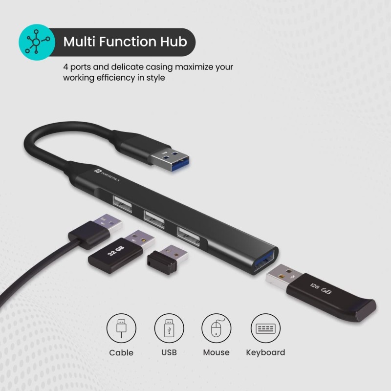 Portronics Mport 31 USB Hub (4-in-1), Multiport Adapter - (Grey) Portronics Mport 31 USB Hub (4-in-1), Multiport Adapter - (Grey)