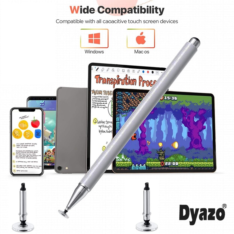 Dyazo Stylus Pen/Pencil for All Touch Screen Devices, Fine Point, Lightweight Aluminum Body Compatible - (Silver) Dyazo Stylus Pen/Pencil for All Touch Screen Devices, Fine Point, Lightweight Aluminum Body Compatible - (Silver)