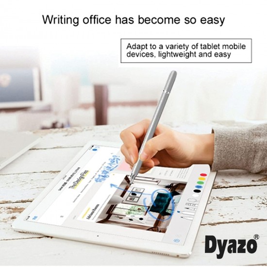 Dyazo Stylus Pen/Pencil for All Touch Screen Devices, Fine Point, Lightweight Aluminum Body Compatible - (Silver)