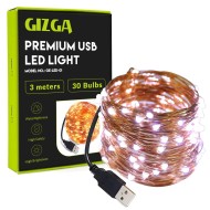 GIZGA Essentials Copper LED Fairy String Lights with USB, High Brightness