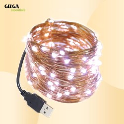 GIZGA Essentials Copper LED Fairy String Lights with USB, High Brightness