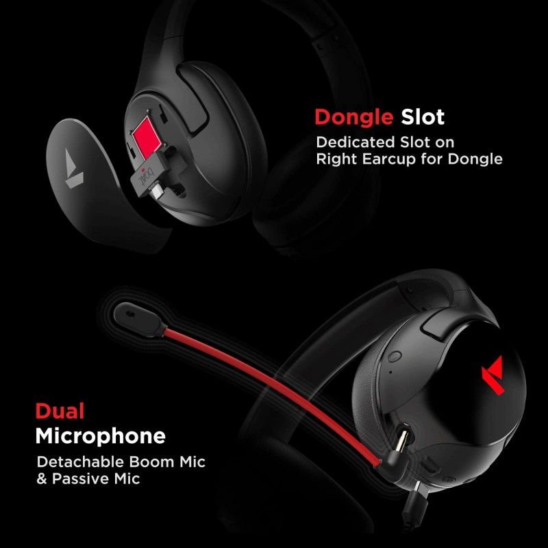 boAt Immortal Im 1300 Gaming Bluetooth Wireless Over Ear Headphones With Mic - (Black Sabre) boAt Immortal Im 1300 Gaming Bluetooth Wireless Over Ear Headphones With Mic - (Black Sabre)