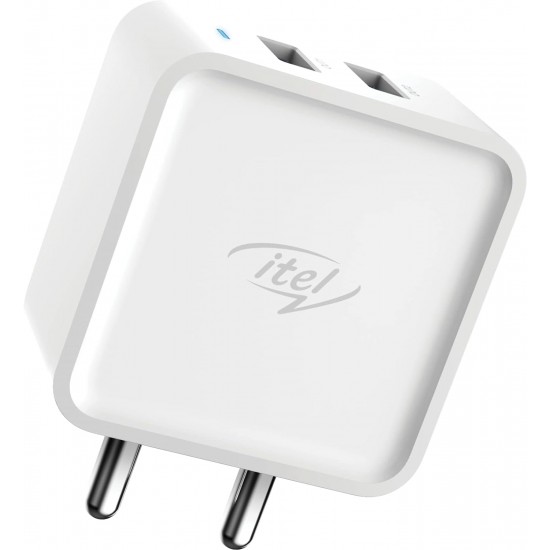 Itel ICI-42-C 100V Dual Output 2 Pin Wall Charger for Cellular Phones (White)