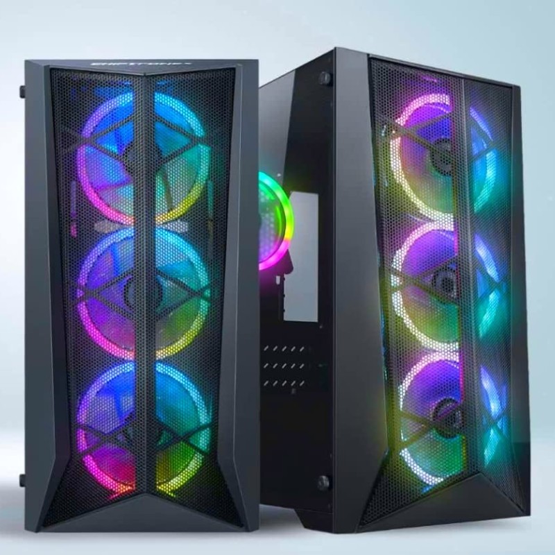 CHIPTRONEX NXT1 MESH Mid Tower ATX Gaming Computer case with 4x120mm Dual Ring ARGB Fan, MB Sync, Supports CHIPTRONEX NXT1 MESH Mid Tower ATX Gaming Computer case with 4x120mm Dual Ring ARGB Fan, MB Sync, Supports