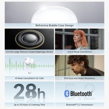 OPPO Enco Air 2 Pro Bluetooth Truly Wireless in Ear Earbuds with Mic - White OPPO Enco Air 2 Pro Bluetooth Truly Wireless in Ear Earbuds with Mic - White