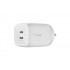 Belkin 65W GaN Dual USB-C (Type C) PD 3.0 Fast Charger with Pps-White