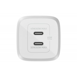 Belkin 65W GaN Dual USB-C (Type C) PD 3.0 Fast Charger with Pps-White