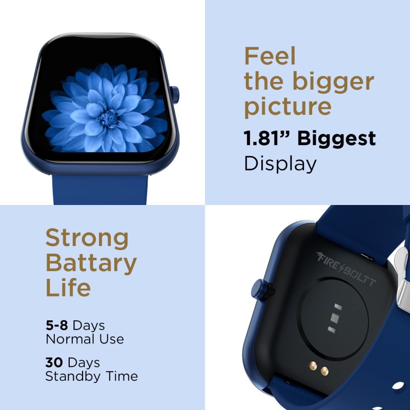Fire-Boltt Dazzle 1.83" Smartwatch Full Touch Largest Borderless Display & 60 Sports Modes (Swimming) - (Navy Blue) Fire-Boltt Dazzle 1.83" Smartwatch Full Touch Largest Borderless Display & 60 Sports Modes (Swimming) - (Navy Blue)