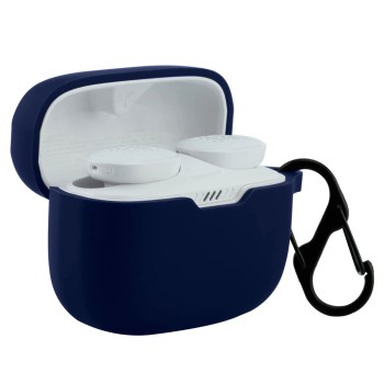 LIRAMARK Shockproof Protective Silicone 360� Cover Case with Buckle Designed for JBL Tune 130NC TWS (Midnight Blue)