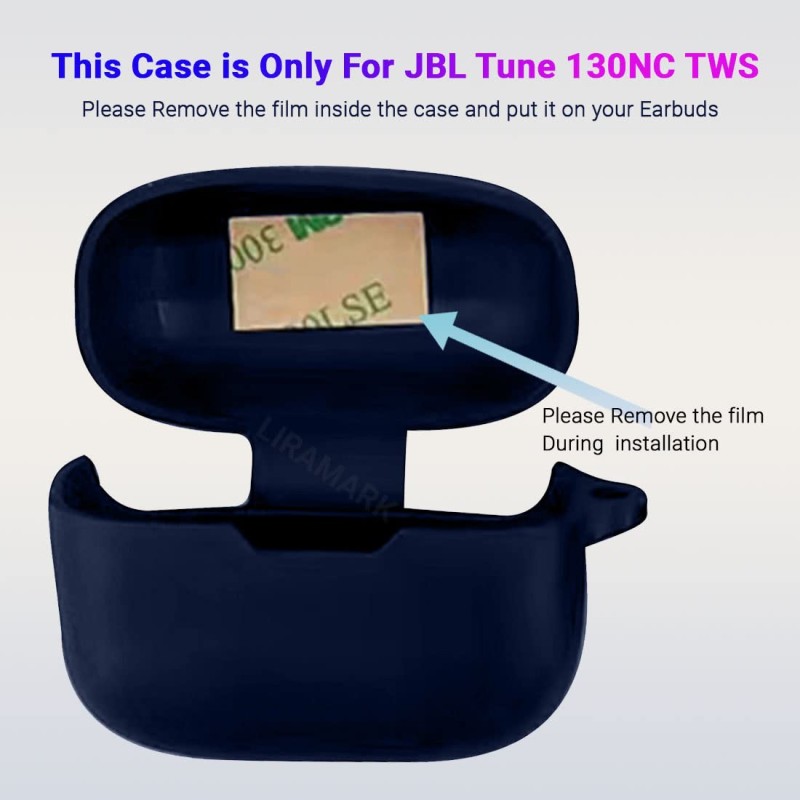 LIRAMARK Shockproof Protective Silicone 360� Cover Case with Buckle Designed for JBL Tune 130NC TWS (Midnight Blue)