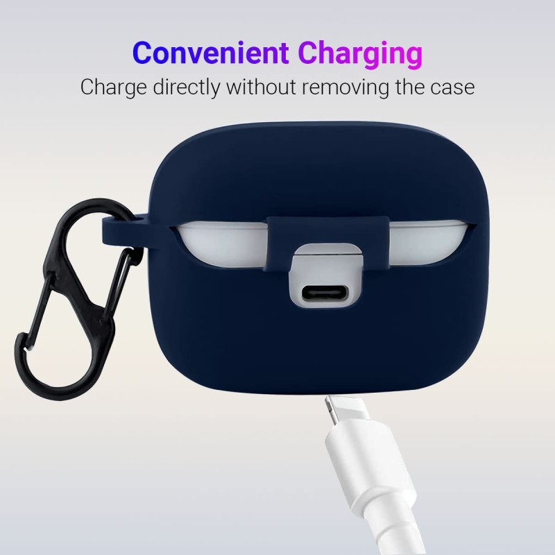 LIRAMARK Shockproof Protective Silicone 360� Cover Case with Buckle Designed for JBL Tune 130NC TWS (Midnight Blue)