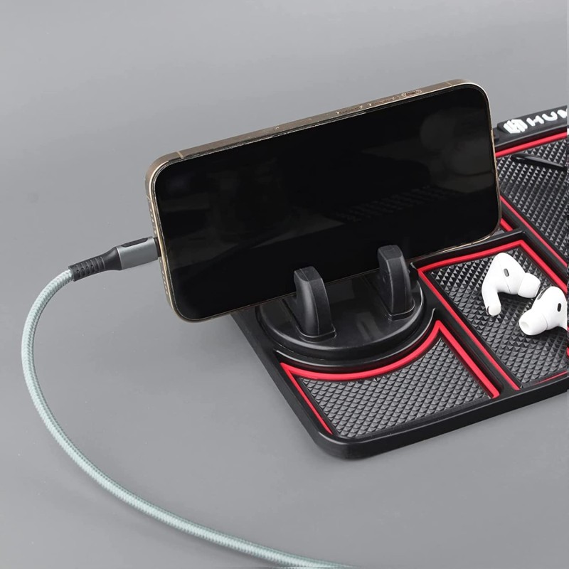 HUMBLE Silicone Car Dashboard Mat with 360 Degrees Rotating Phone Holder,Coin & Key Slot, Anti-Slip Mat with Parking Numbers (Black) HUMBLE Silicone Car Dashboard Mat with 360 Degrees Rotating Phone Holder,Coin & Key Slot, Anti-Slip Mat with Parking Numbers (Black)