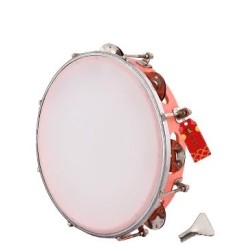 UAPAN Dafli Musical Instrument Dafli/Tambourine 7inch Hand Percussion Musical Instrument (Orange color small Tambourine)