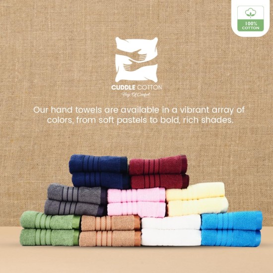 Cuddle Cotton 100% Cotton Requisite Hand Towel Set of 2, 40 cm x 60 cm, 400 GSM, Opal White