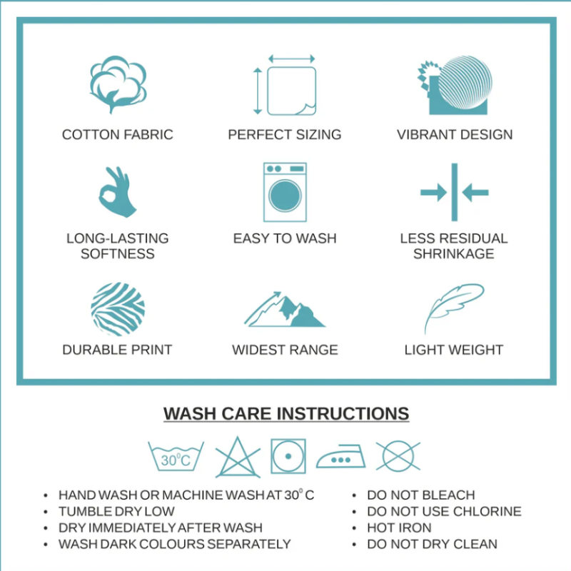 Bella Casa, Double Bedsheet Set with 2 Pillow Covers 100% Cotton - ORBIT Bella Casa, Double Bedsheet Set with 2 Pillow Covers 100% Cotton - ORBIT