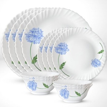 Larah by Borosil Blue Mist Dinner Set, 12pc set