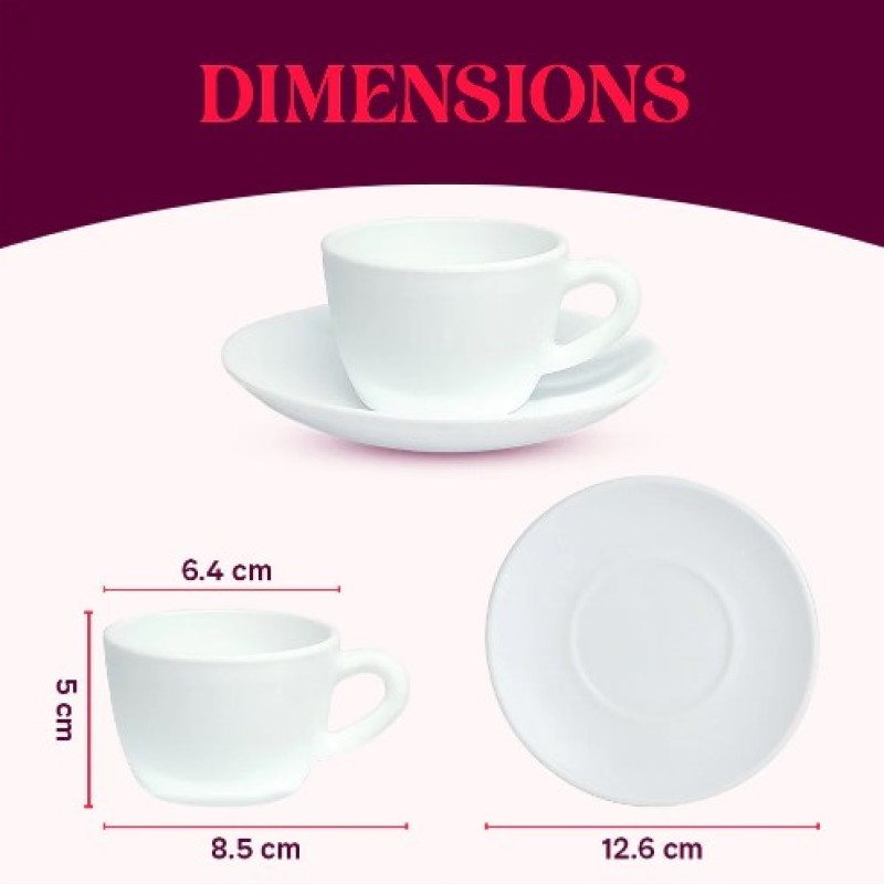 Larah by Borosil Belle Opalware Cup and Saucer Set of 12 pcs | Tea/Coffee Cups 140 ml | Microwave & Dishwasher Safe | Bone-Ash Free | Crockery Set Ideal for Daily Use & Gifting, White Larah by Borosil Belle Opalware Cup and Saucer Set of 12 pcs | Tea/Coffee Cups 140 ml | Microwave & Dishwasher Safe | Bone-Ash Free | Crockery Set Ideal for Daily Use & Gifting, White