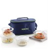 Borosil Blue Glass Lunchbox, Round x 4 Borosil Blue Glass Lunchbox, Round x 4
