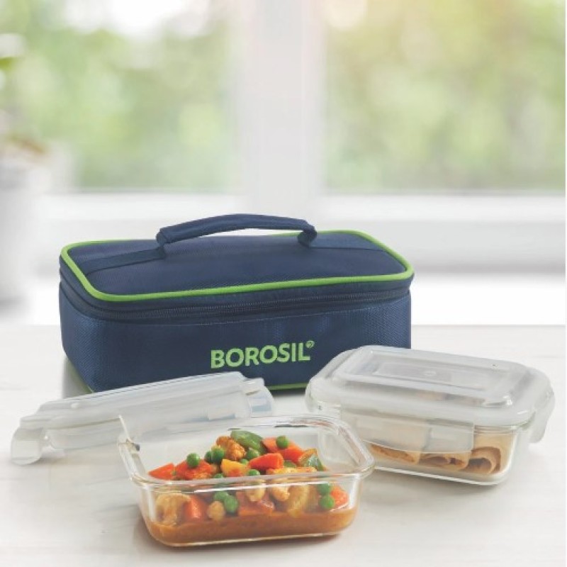 Borosil Blue Glass Lunchbox, Rectangular Borosil Blue Glass Lunchbox, Rectangular