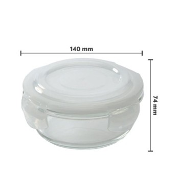 Borosil Blue Glass Lunchbox, Round x 2 (Tall)