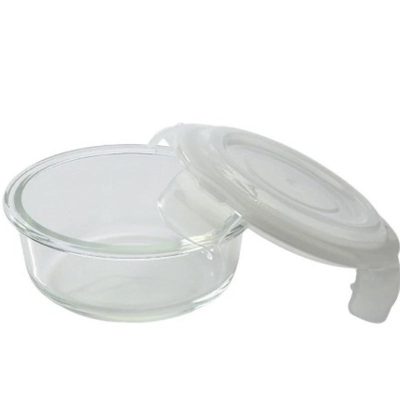 Borosil Blue Glass Lunchbox, Round x 2 (Tall)