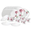 Larah by Borosil Nargis Fluted Series Opalware Dinner Set | 33 Pieces for Family of 6 | Microwave and Dishwasher Safe | Bone-Ash Free | Crockery Set for Dining and Gifting | Plates and Bowls | White
