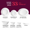 Larah by Borosil Nargis Fluted Series Opalware Dinner Set | 33 Pieces for Family of 6 | Microwave and Dishwasher Safe | Bone-Ash Free | Crockery Set for Dining and Gifting | Plates and Bowls | White