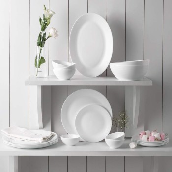 Larah by Borosil Orbit Series Plainware Opalware Dinner Set | 27 Piece for Family of 6 | Microwave and Dishwasher Safe | Bone-Ash Free | Crockery Set for Dining and Gifting | Plates and Bowls | White