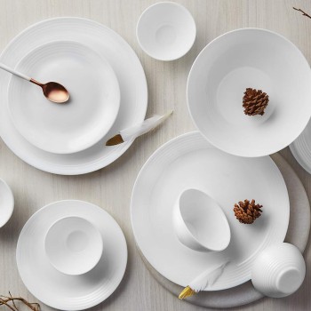 Larah by Borosil Orbit Series Opalware Dinnerset | 33 Pieces for Family of 6 | Microwave & Dishwasher Safe | Bone-Ash Free, Crockery Set for Dining & Gifting | Plates & Bowls, White Larah by Borosil Orbit Series Opalware Dinnerset | 33 Pieces for Family of 6 | Microwave & Dishwasher Safe | Bone-Ash Free, Crockery Set for Dining & Gifting | Plates & Bowls, White