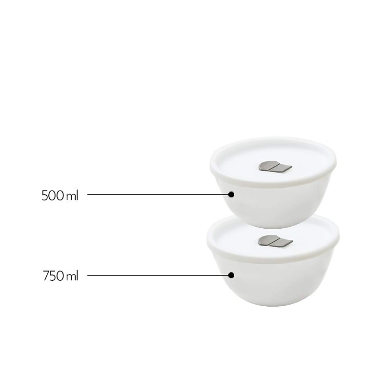Larah by BOROSIL Opalware Solid Mixing Bowl with Lid - 500ml, 750ml, Set of 2, White Larah by BOROSIL Opalware Solid Mixing Bowl with Lid - 500ml, 750ml, Set of 2, White