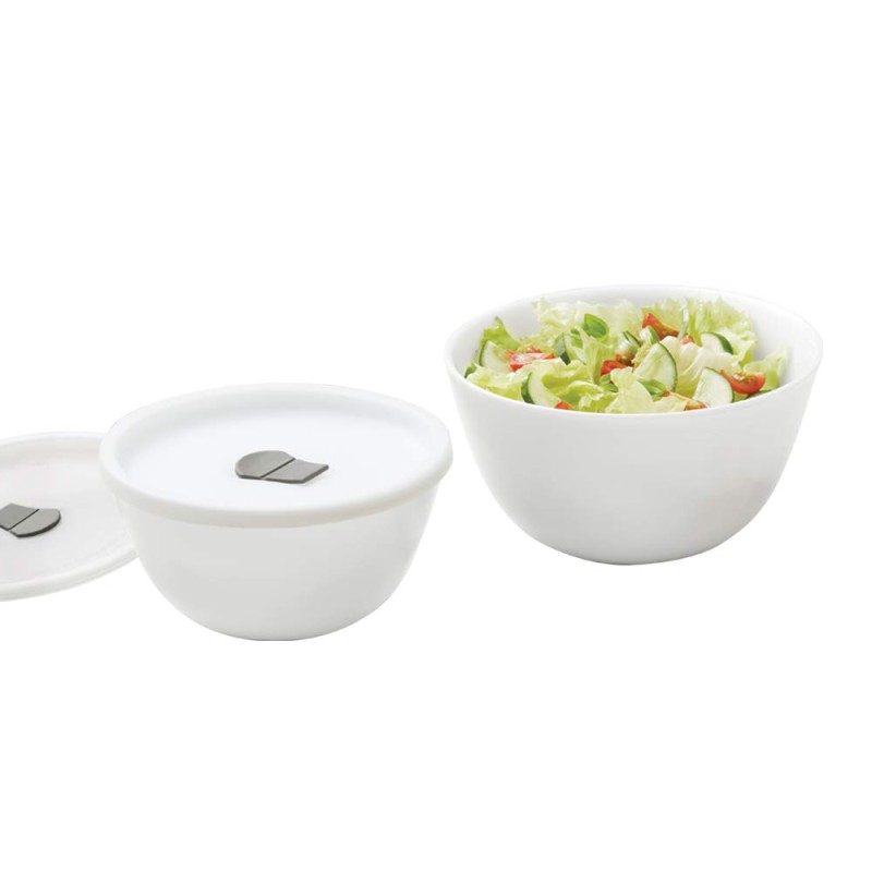 Larah by BOROSIL Opalware Solid Mixing Bowl with Lid - 500ml, 750ml, Set of 2, White Larah by BOROSIL Opalware Solid Mixing Bowl with Lid - 500ml, 750ml, Set of 2, White