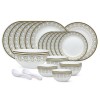 Larah by Borosil Vatika Kohinoor Series Opalware Dinner Set | 33 Pcs for Family of 6 | Microwave and Dishwasher Safe | Bone-Ash Free | Crockery Set for Dining and Gifting | Plates and Bowls | White