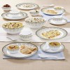 Larah by Borosil Vatika Kohinoor Series Opalware Dinner Set | 33 Pcs for Family of 6 | Microwave and Dishwasher Safe | Bone-Ash Free | Crockery Set for Dining and Gifting | Plates and Bowls | White