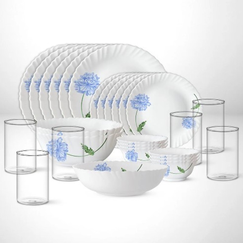 Larah by Borosil Blue Mist Dinner Set, 27pc set