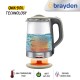 Brayden Aquo 10 Electric Glass Kettle1.8 Litre | Led Indicator | Tea, Soup & Multipurpose | Auto Shut Off | Boil Dry Protection | Transparent Borosilicate Glass Body (1500 Watts,Grey)