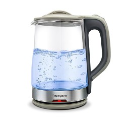 Brayden Aquo 10 Electric Glass Kettle1.8 Litre | Led Indicator | Tea, Soup & Multipurpose | Auto Shut Off | Boil Dry Protection | Transparent Borosilicate Glass Body (1500 Watts,Grey)